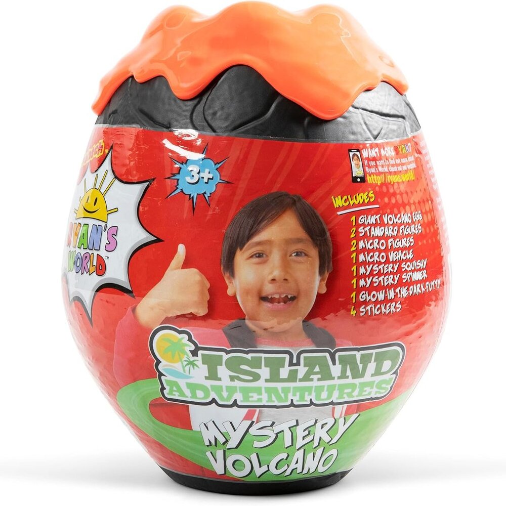Ryan's World Island Adventure Giant Volcano Mystery Egg Surprise NEW